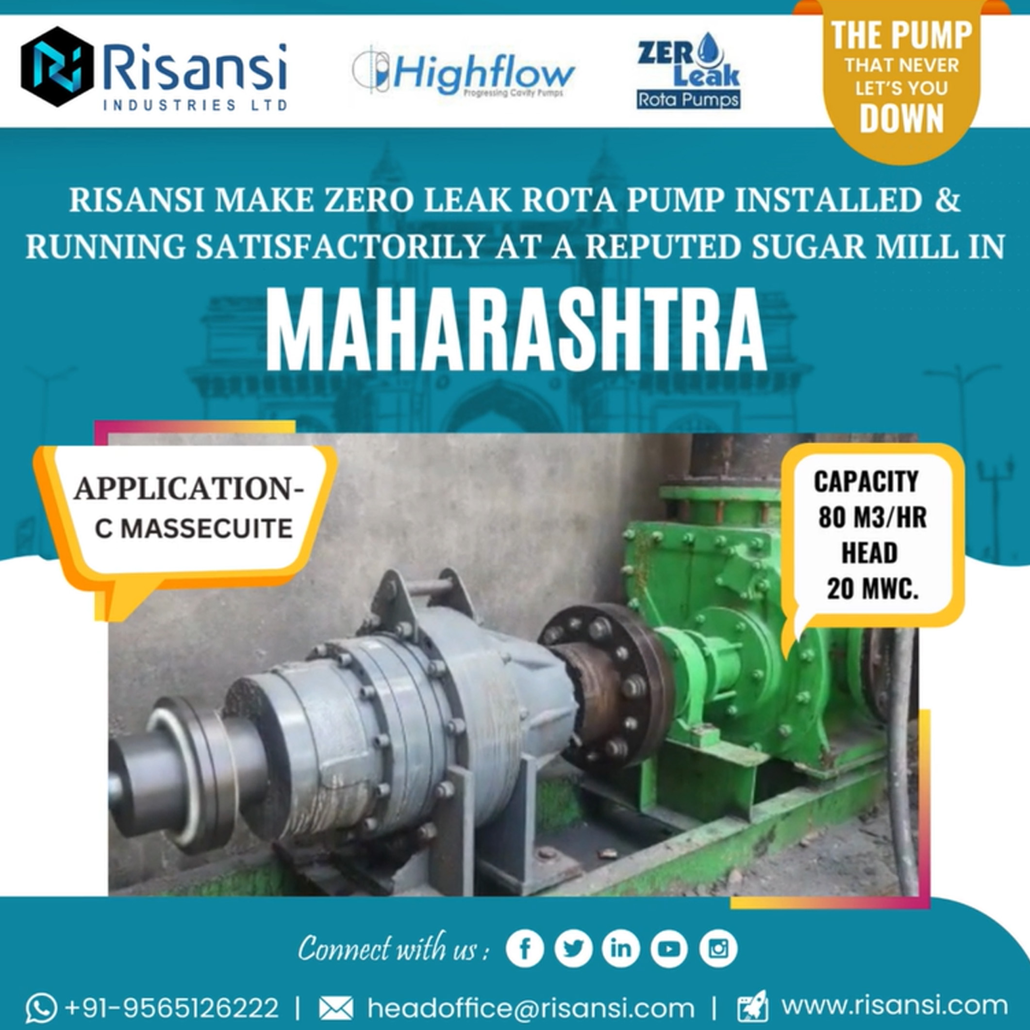 RISANSI MAKE ZERO LEAK ROTA PUMP INSTALLED & RUNNING SATISFACTORILYL IN MAHARASHTRA