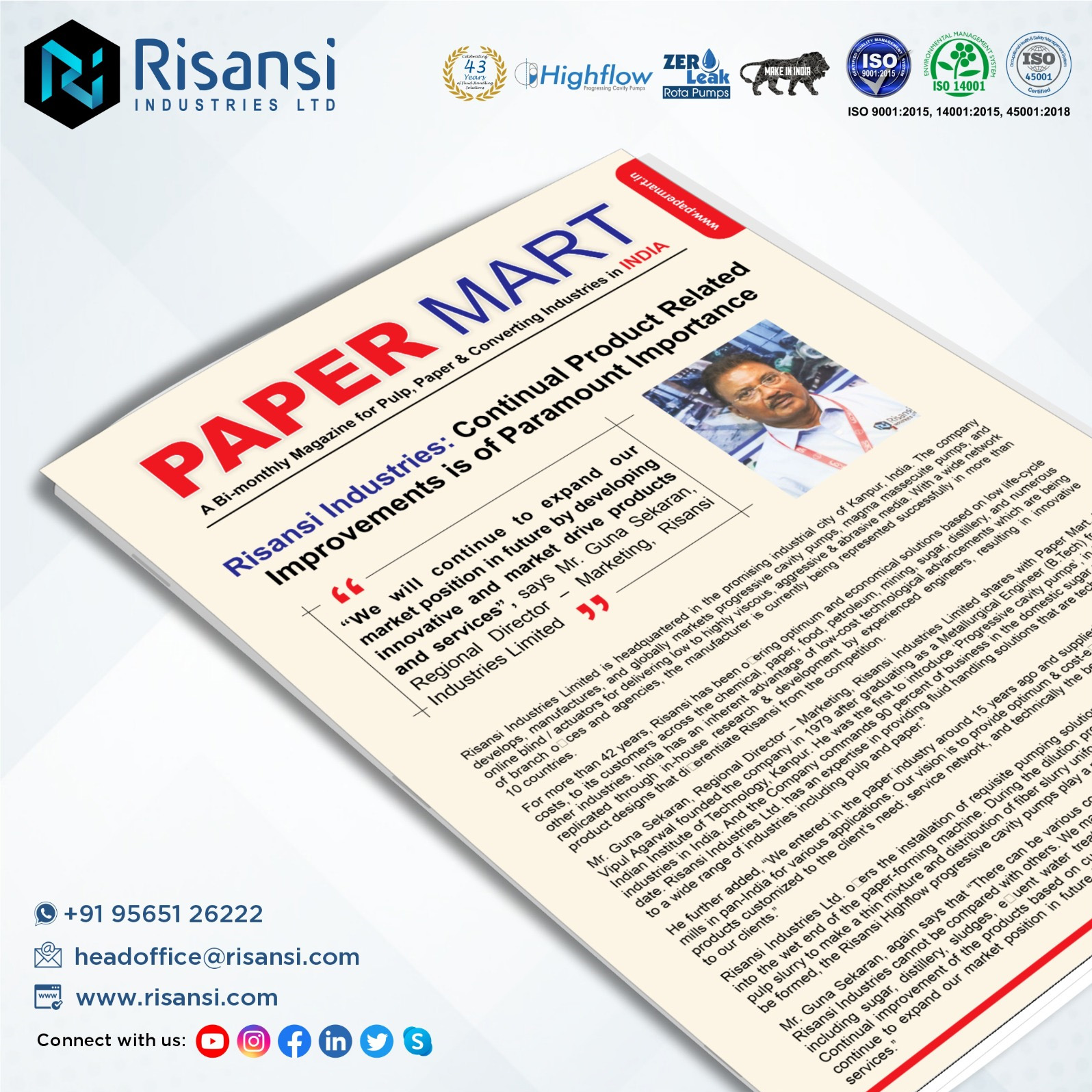 Risansi Industries: Continual Product Related Improvements is of Paramount Importance