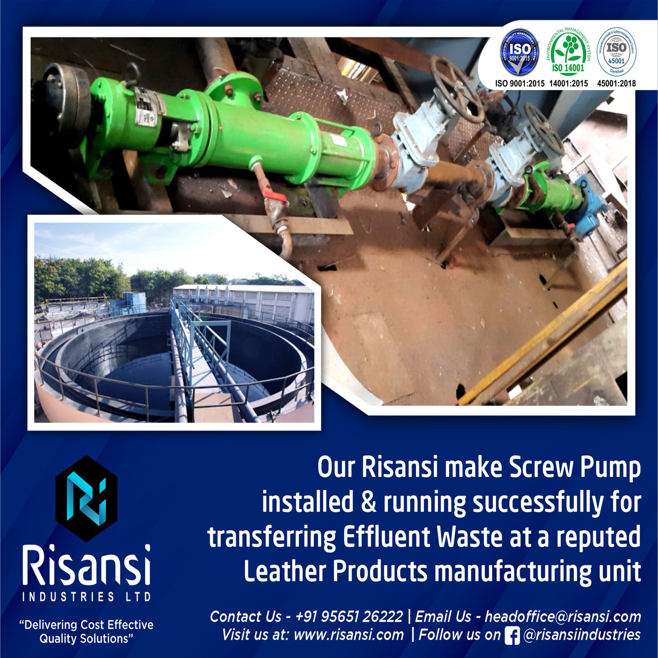 RIL Make Pump Installed in Leather Industry