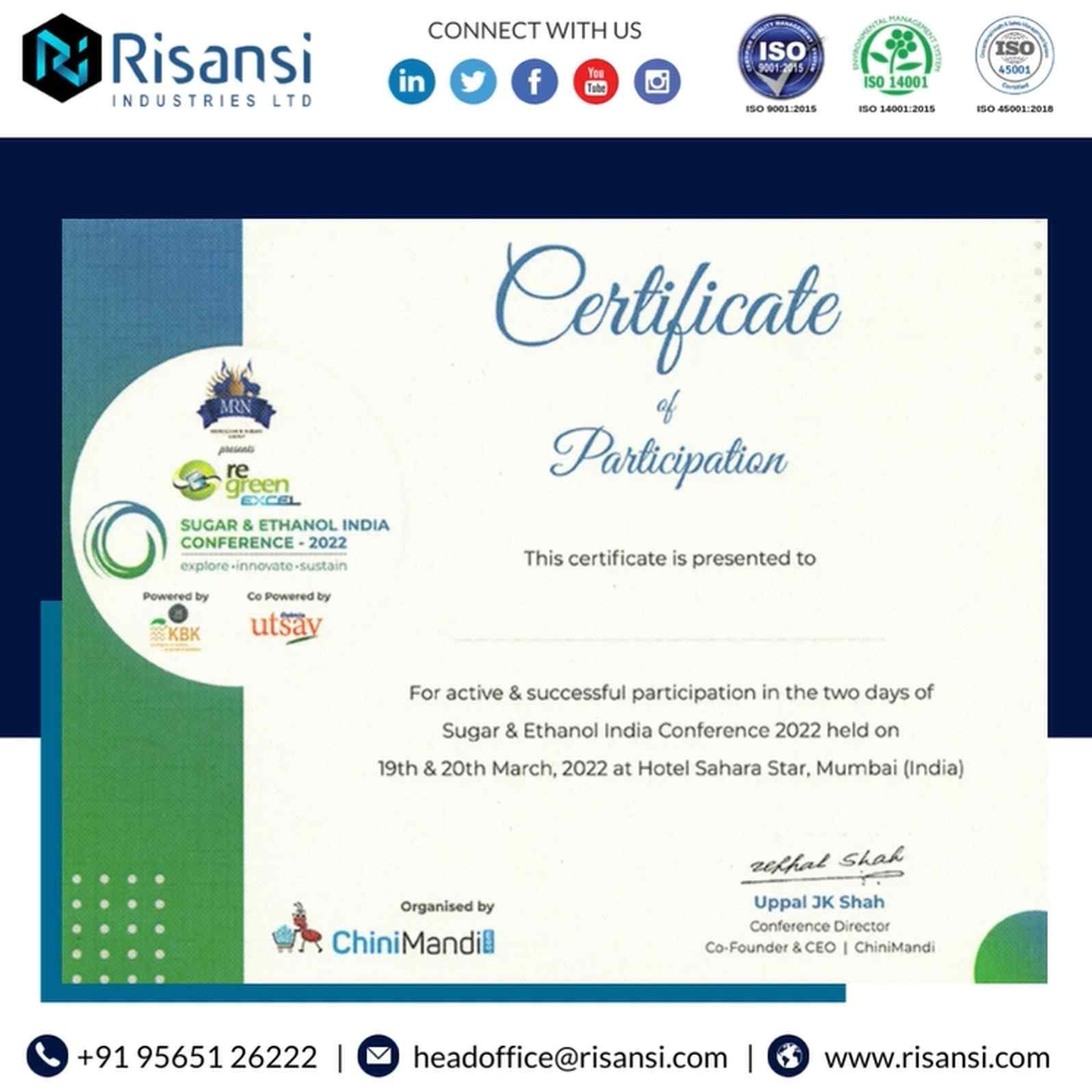 SUGAR & ETHANOL INDIA CONFERENCE,<br>2022